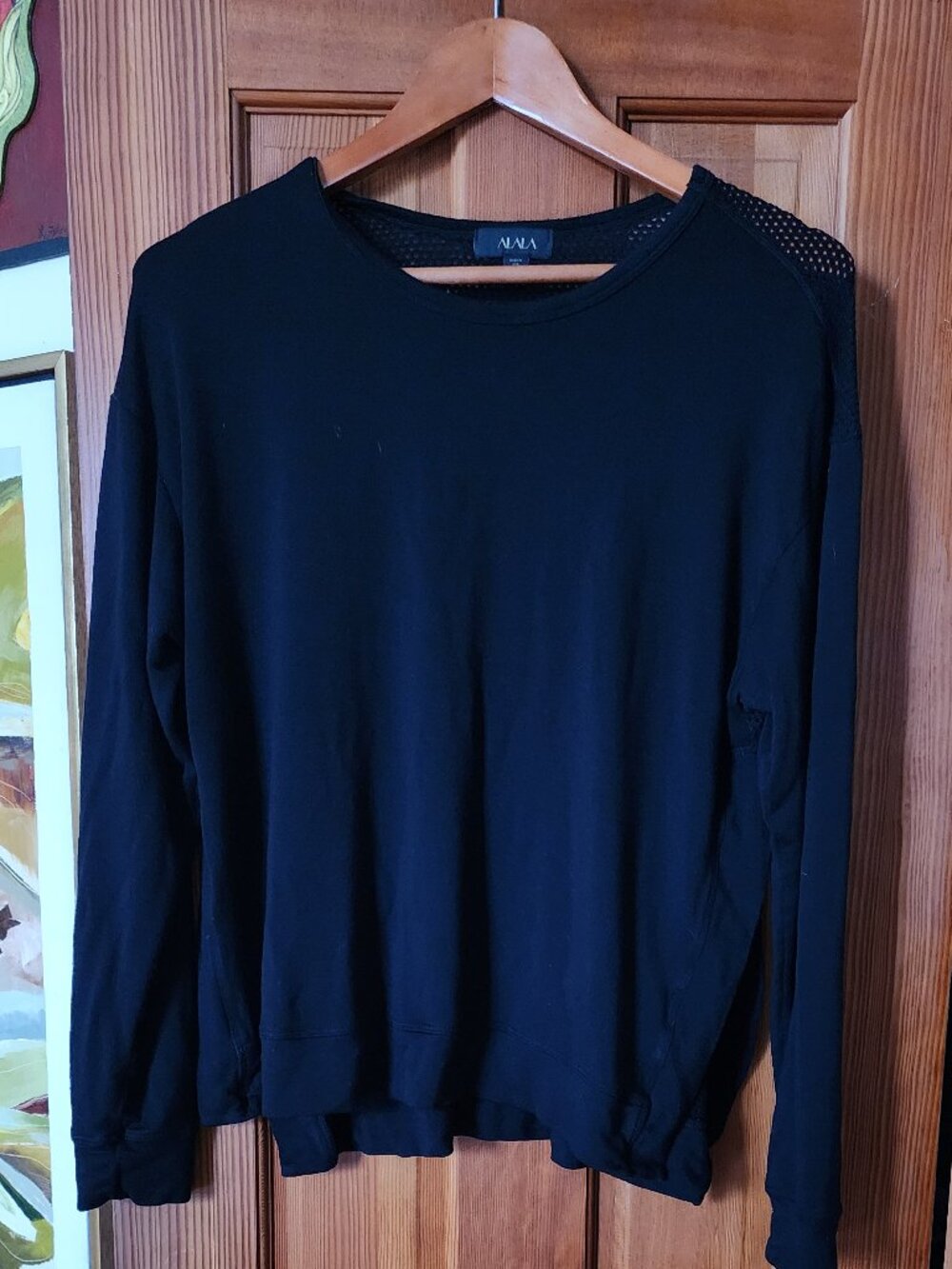 Buttery Soft Black Cotton Pullover with Cotton Mesh Back